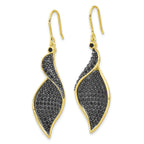 Cheryl M Sterling Silver Gold-plated with Black Rhodium Polished Fancy Black CZ Dangle Earrings