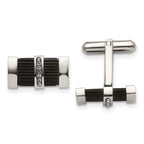 Stainless Steel Black & Crystal Cuff Links