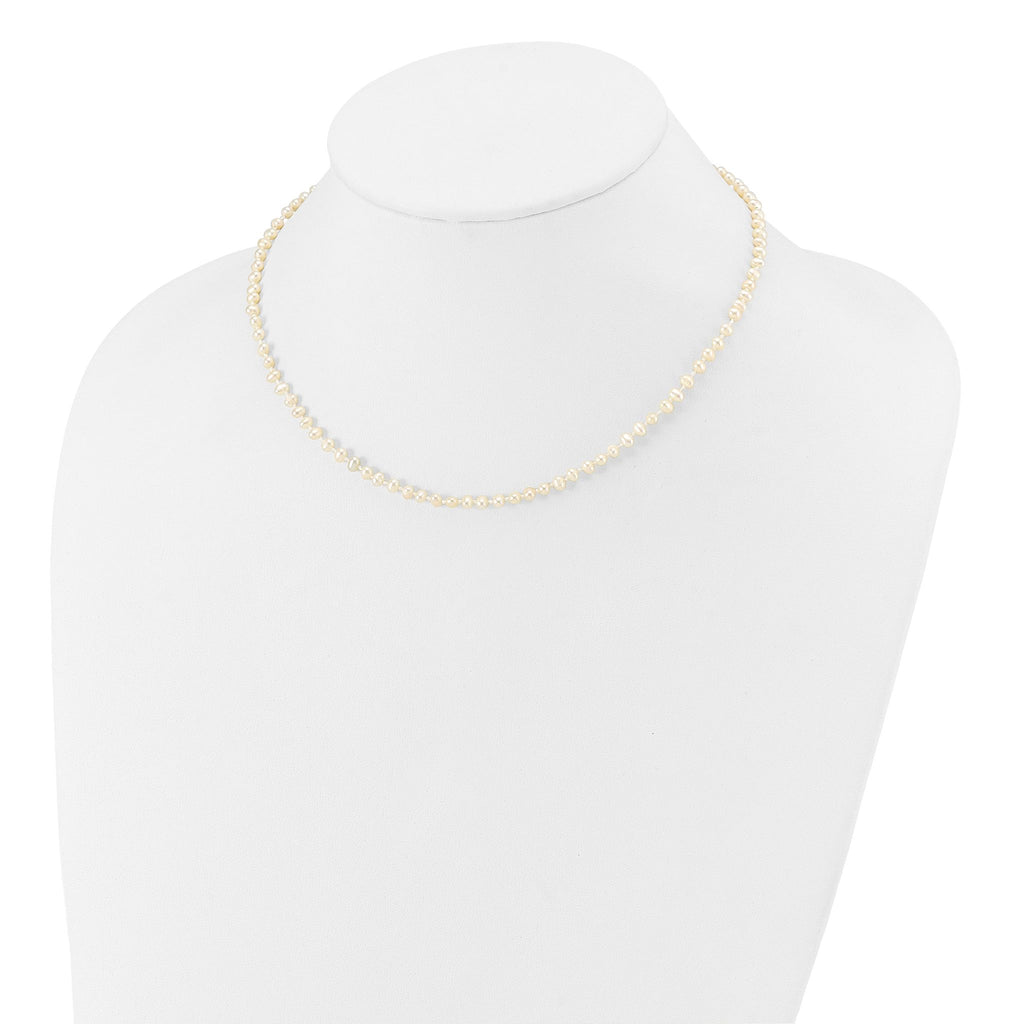 14k Children's 3-4mm White Semi-Round Freshwater Cultured Pearl 12 inch Necklace