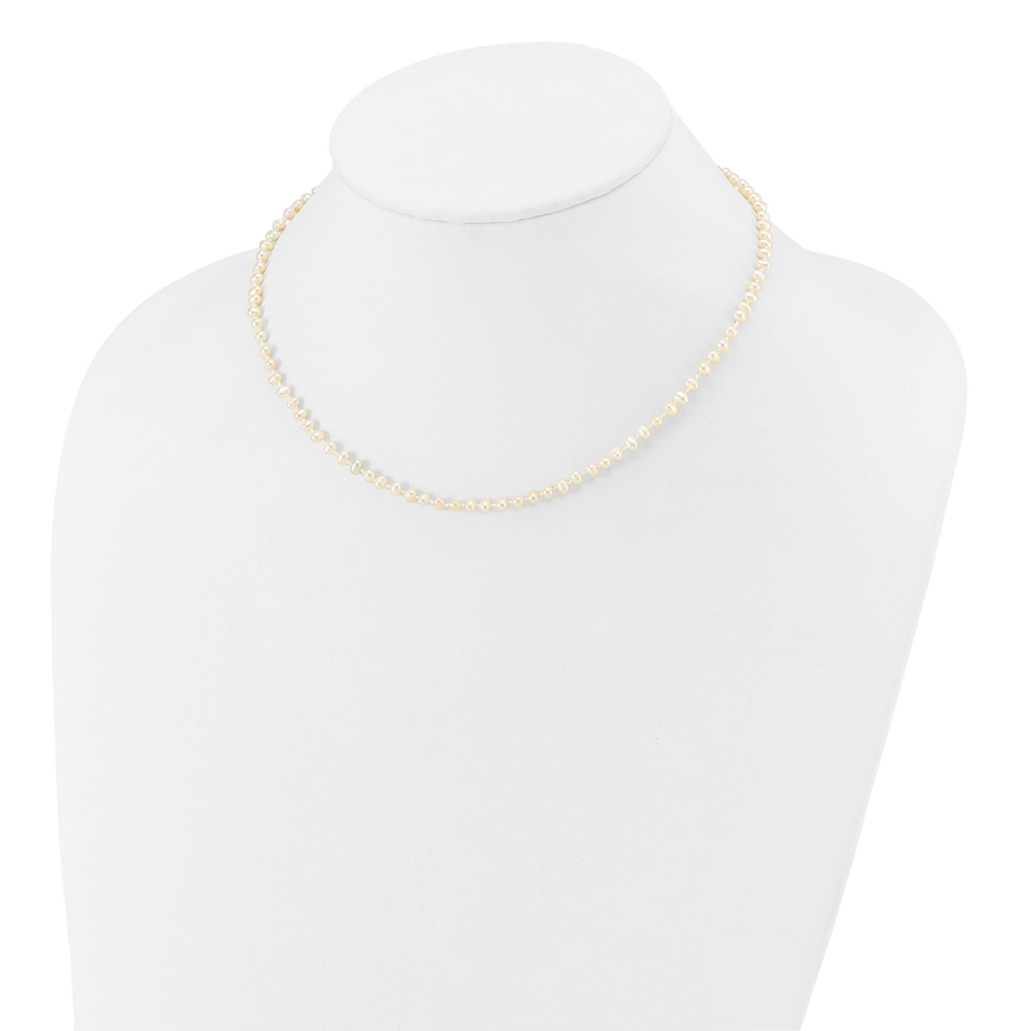 14k Children's 3-4mm White Semi-Round Freshwater Cultured Pearl 12 inch Necklace