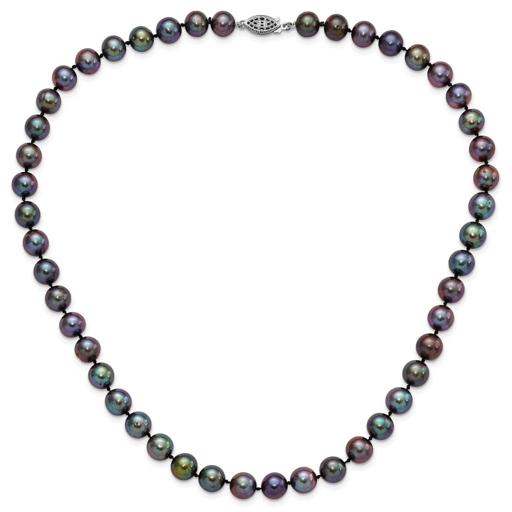 Sterling Silver Pearl Necklace with Polished Black FWC Pearls