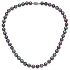 Sterling Silver Pearl Necklace with Polished Black FWC Pearls