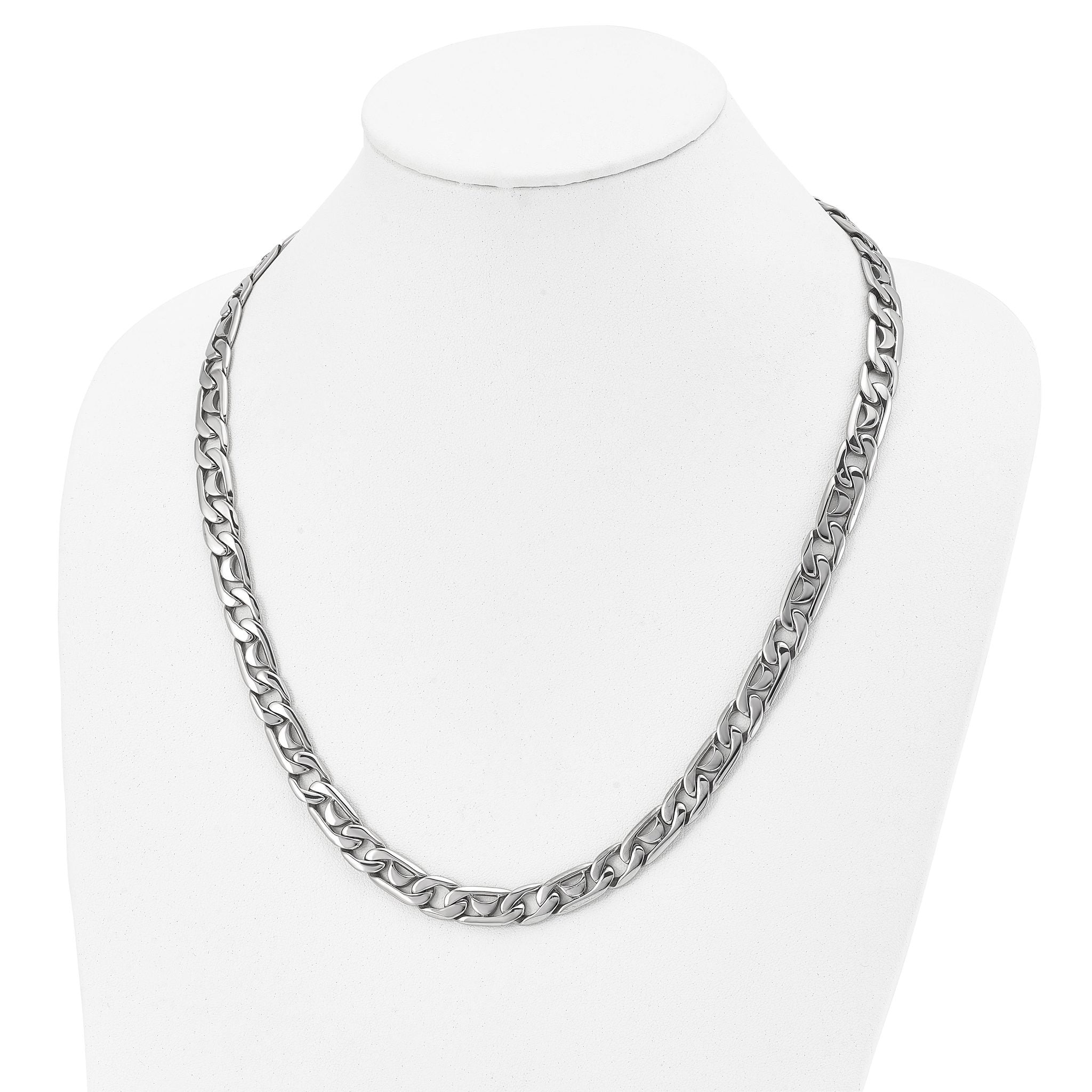 Sophia Jewelers Men's Polished Stainless Steel 24 Chain Necklace Gift-Ready