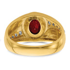 14k 3/8 carat Lab Grown Diamond VS/SI+ G+ and Created Ruby Complete Men's Ring
