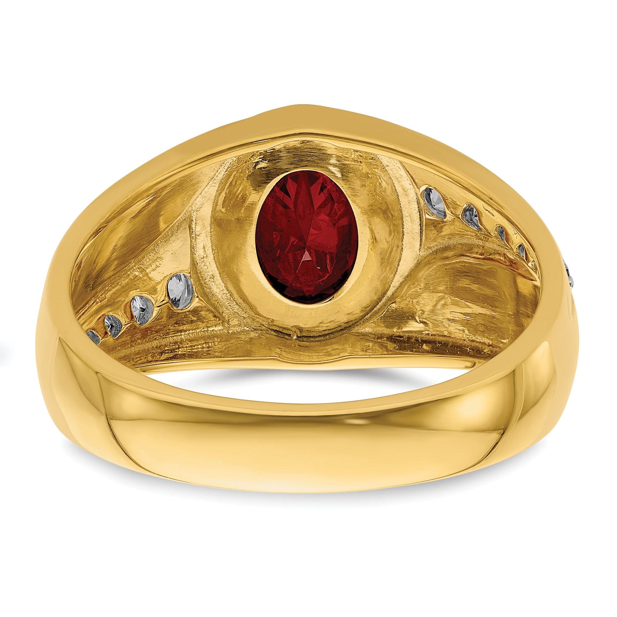 14k 3/8 carat Lab Grown Diamond VS/SI+ G+ and Created Ruby Complete Men's Ring