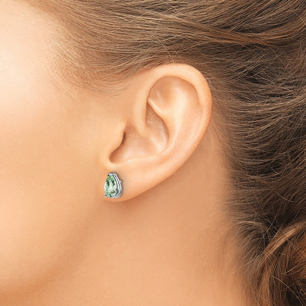 14kw 8x5 Pear Checker-Cut Green Quartz Earrings