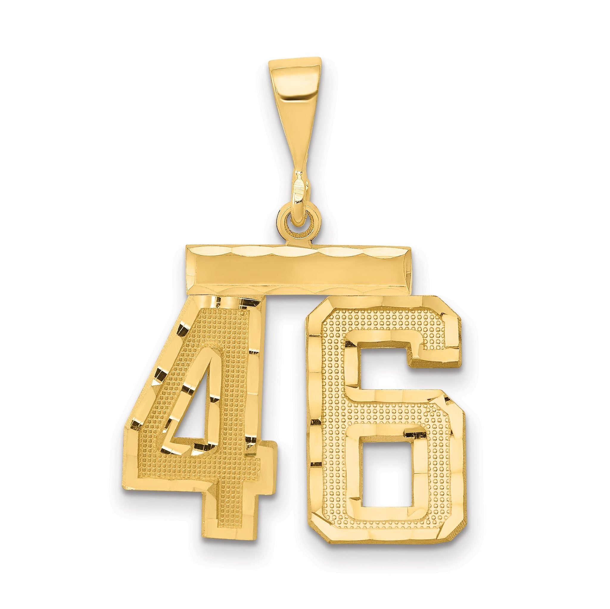 14K Gold Diamond-Cut Number 46 Charm with Polished Finish Medium Main image