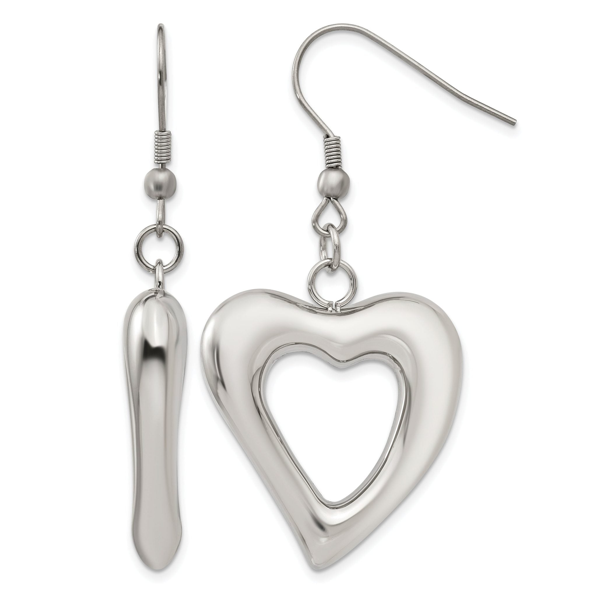 Stainless Steel Polished Heart Drop Dangle Earrings for Women Main image