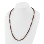 Sterling Silver Rhodium-plated 6-7mm Brown Near-Round Freshwater Cultured Pearl 7.25 inch Bracelet