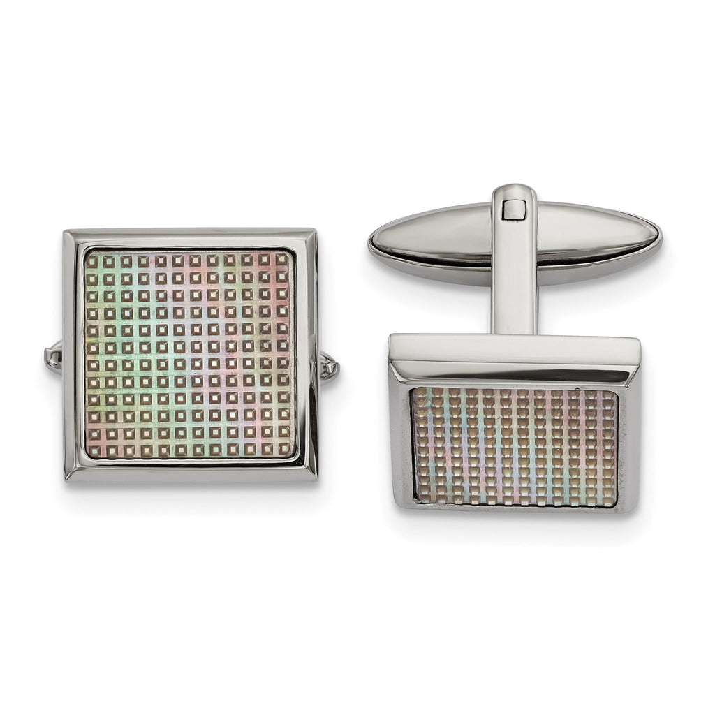 Stainless Steel Rainbow Anodized Square Cuff Links