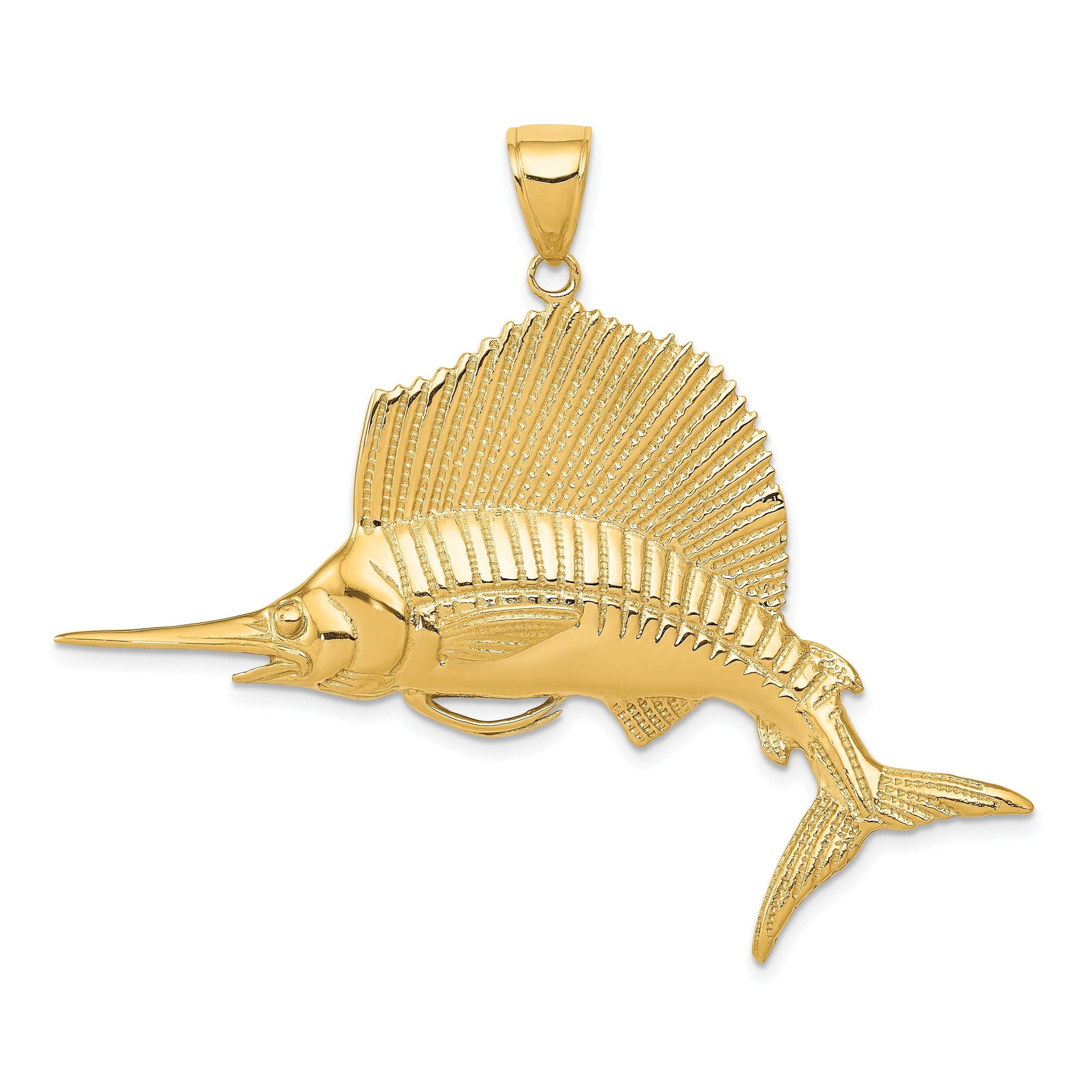 14K Gold Sailfish Pendant for Men  Solid Casted Design, Bold & Elegant