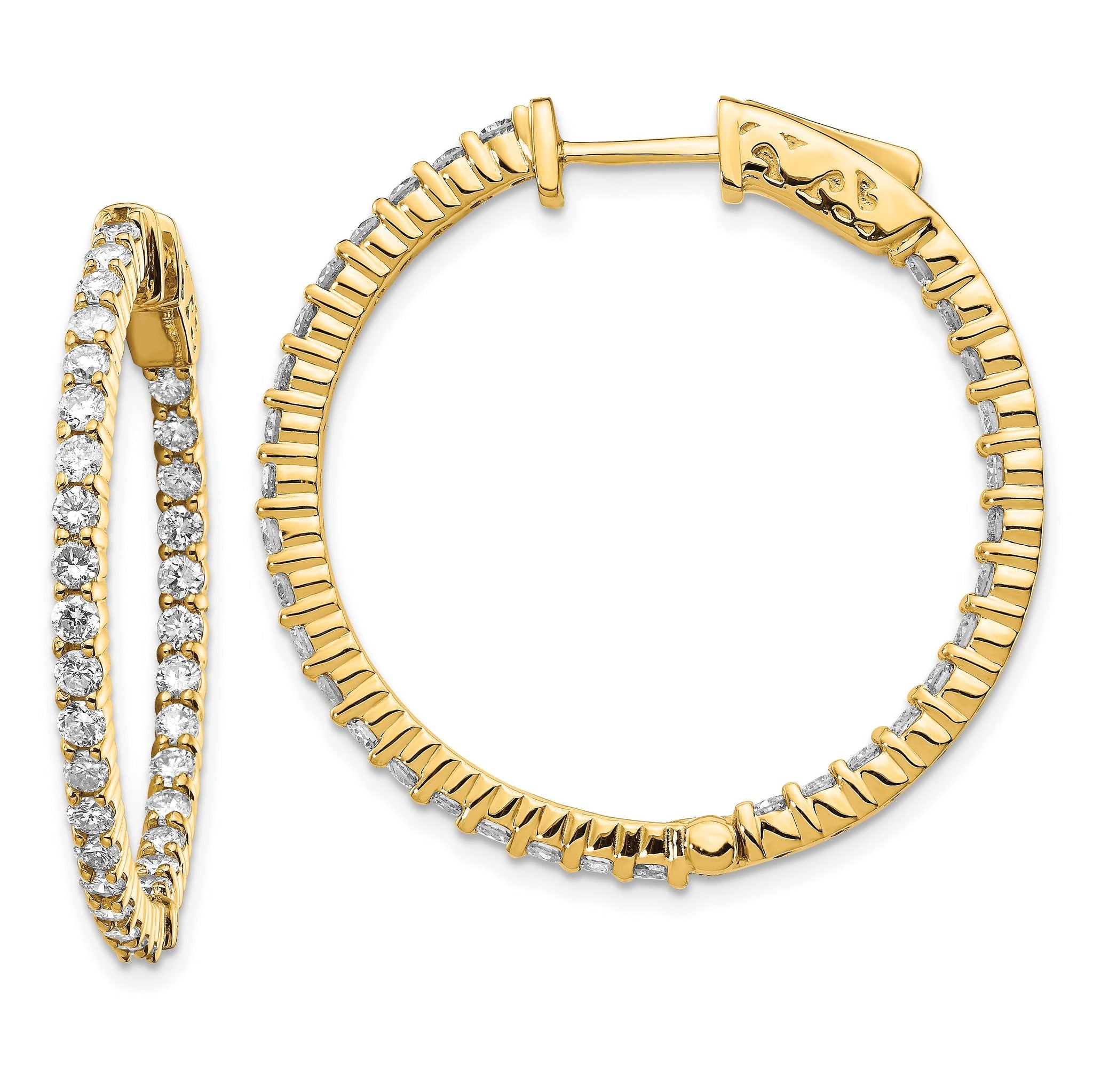 14k Diamond Round Hoop w/Safety Clasp Earrings Main image