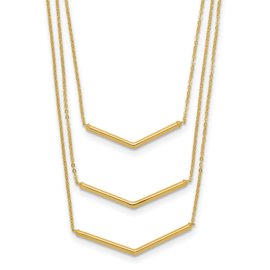 14K Gold Multi-Strand Bar Necklace with Adjustable Polished Elegance