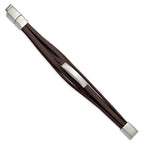 Stainless Steel Brushed Multi Strand Brown PU Leather ID Bracelet with . Extension