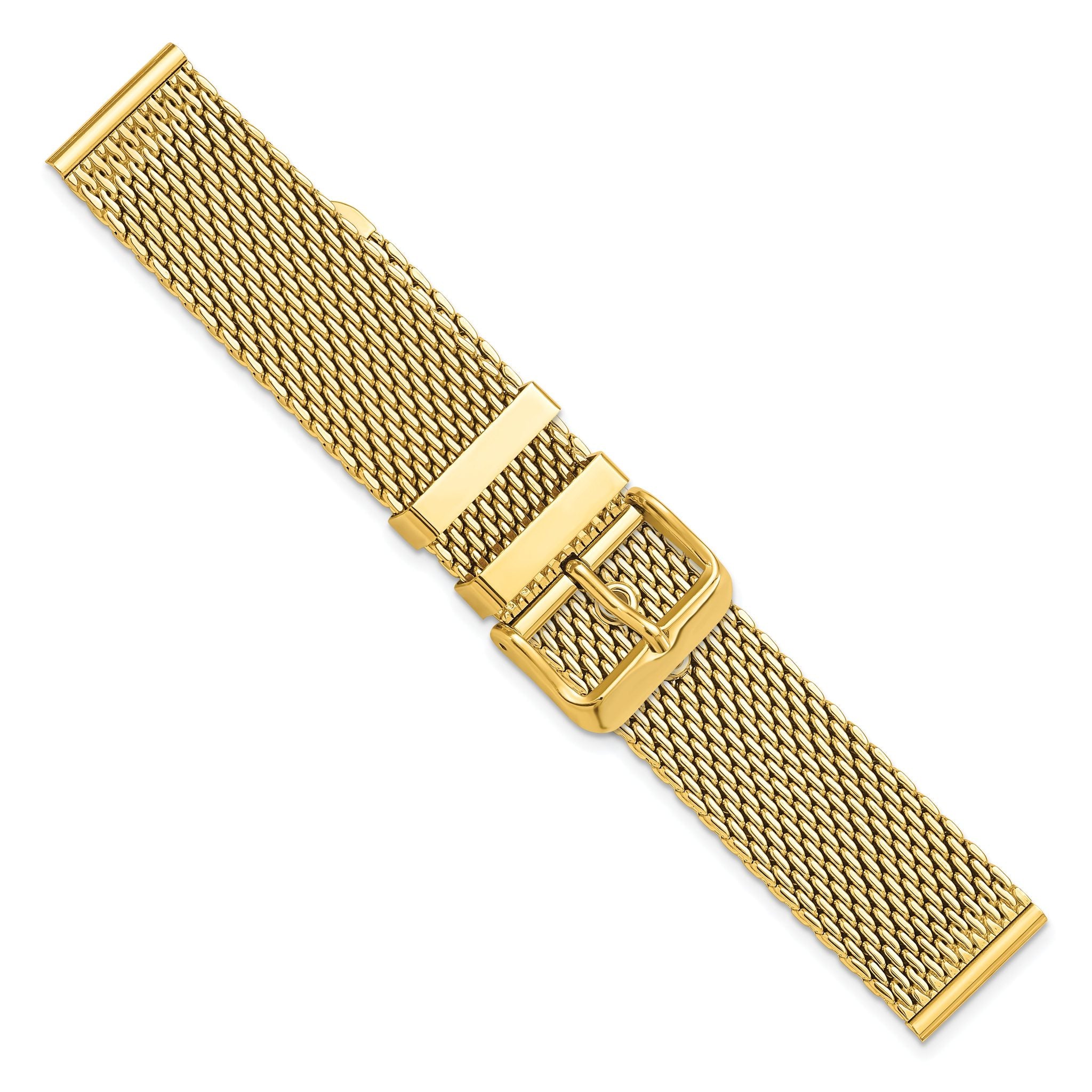 Two-Piece Mesh Watch Strap in Gold-Tone Stainless Steel, 22mm