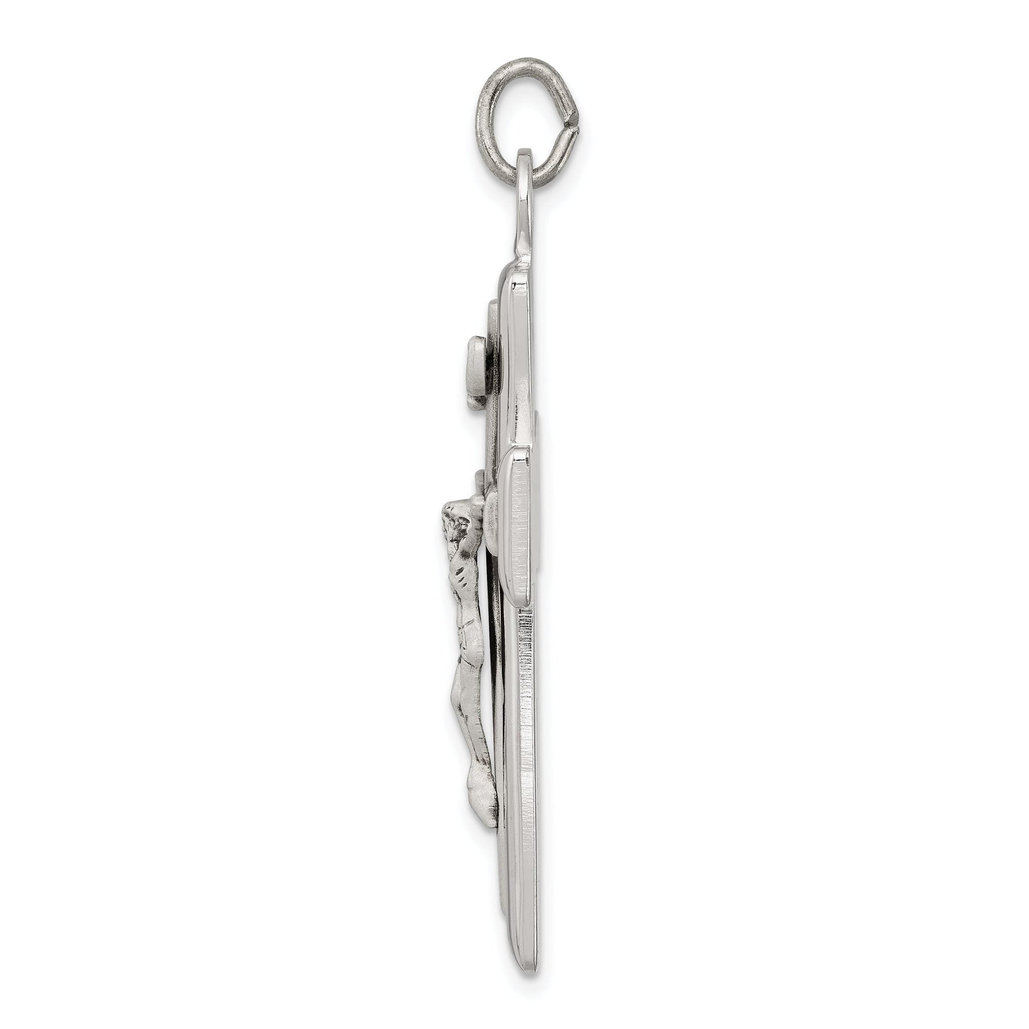 Sterling Silver 925 INRI Crucifix Pendant with Platinum Plating Polished Finish Secondary image