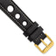 Grand Prix Leather Watch Band in Black with Gold-Tone Buckle, 22mm