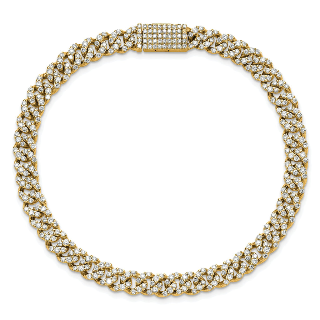 10 Karat 3 1/3 carat Lab Grown Diamond VS/SI+ G+ Complete 4mm Pav‚ Cuban Link 8 Bracelet