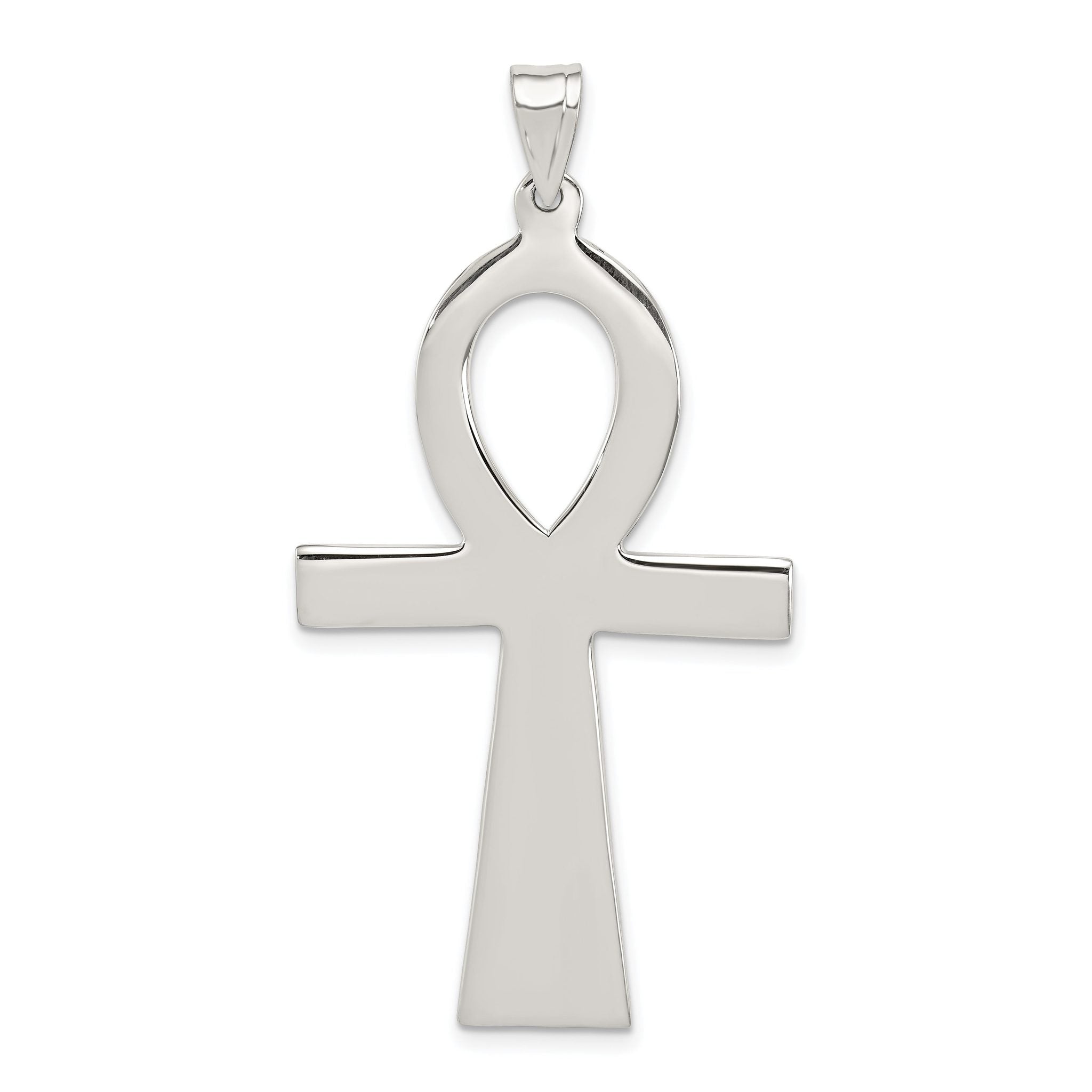 Sterling Silver 925 Ankh Cross Pendant Polished Elegant Design