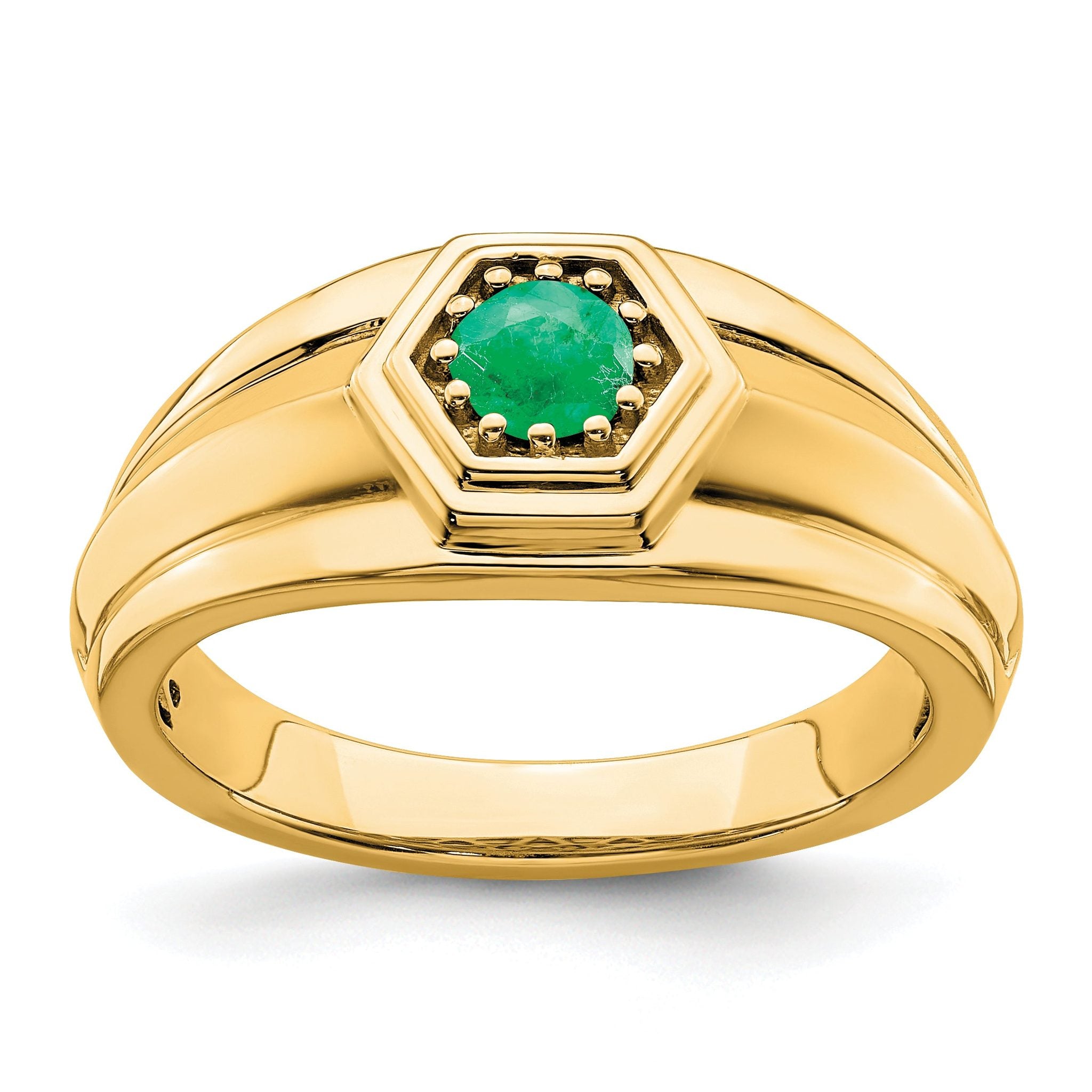 14k Emerald Mens Ring Main image