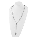 Beaded Rosary Necklace in Stainless Steel