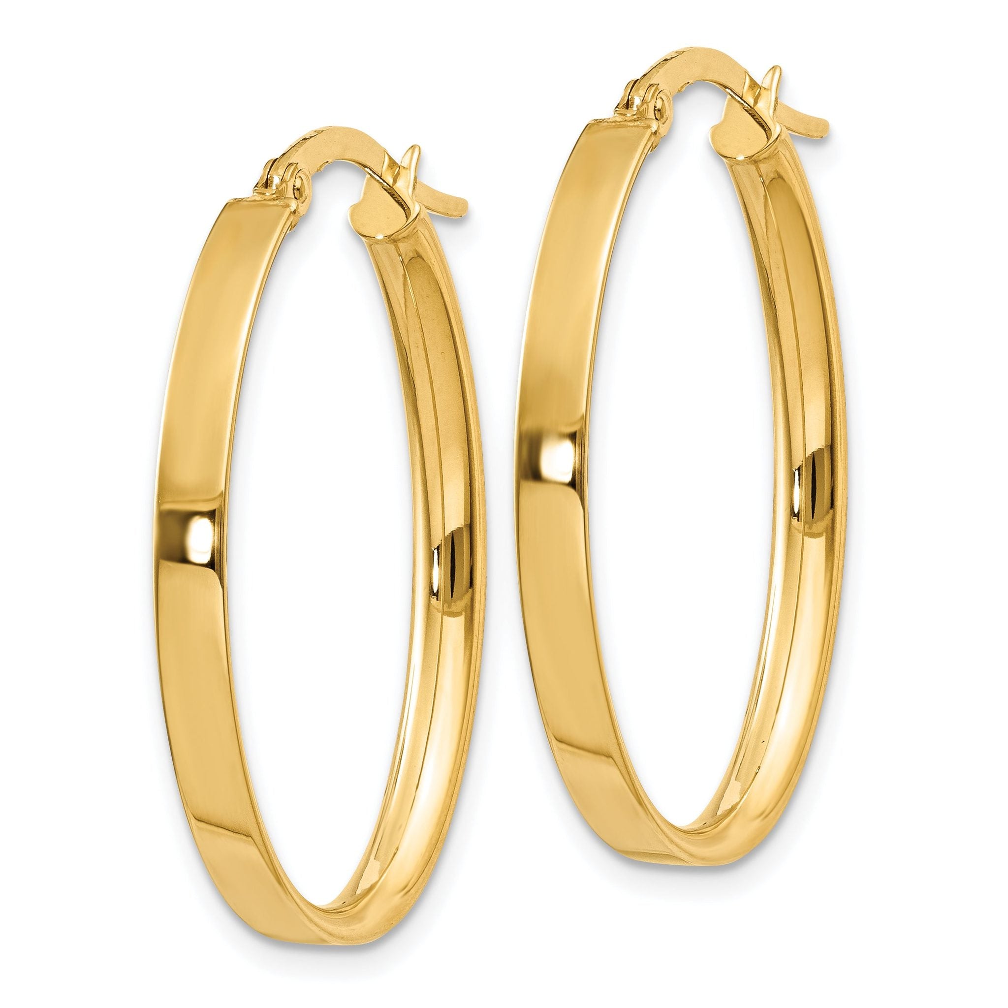 14K 3mm Oval Hoop Earrings Secondary image