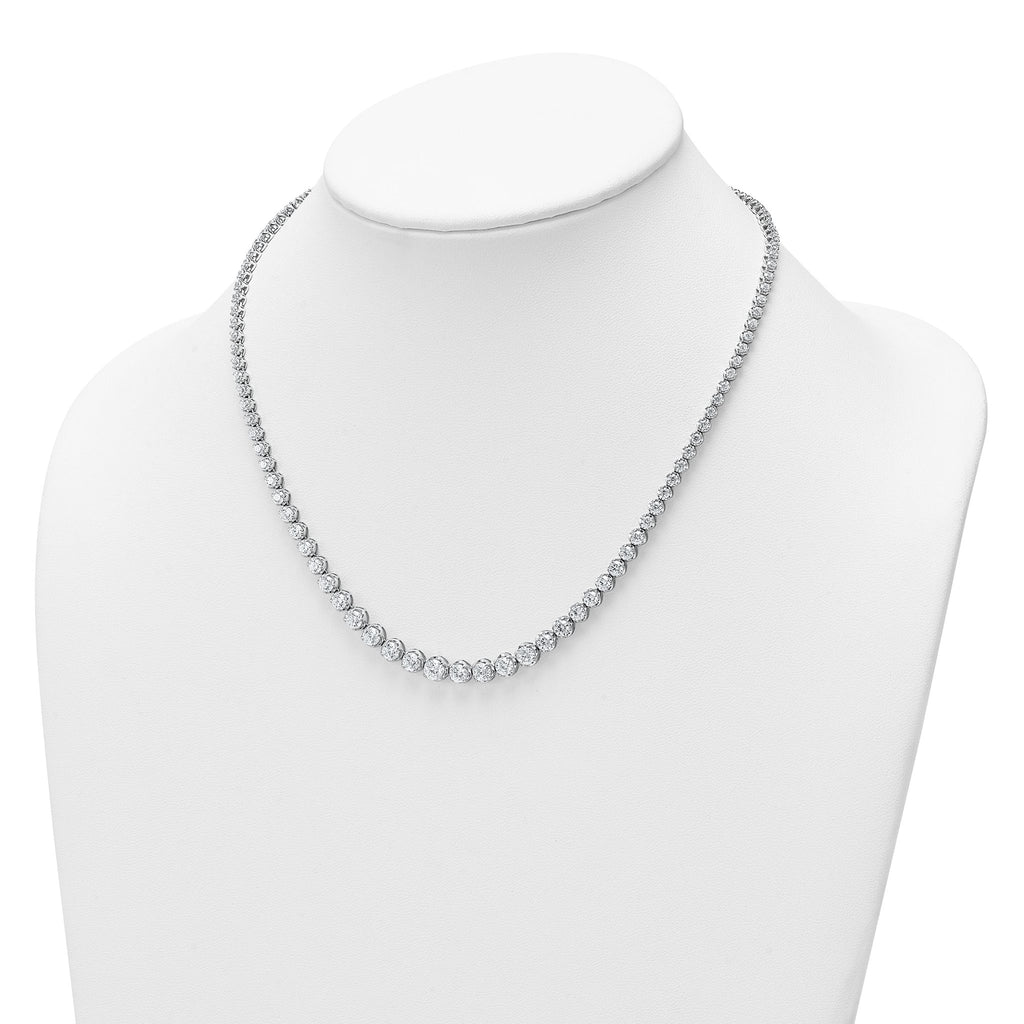 14k White Gold 10 1/2 carat Certified Lab Grown Diamond VS/SI+ G+ Complete Round 16 inch Graduated Tennis Necklace