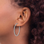 SS RH-plated Diamond-cut 33x2mm Post C-Hoop Earrings