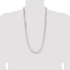 Sterling Silver Rhodium-plated 11.9mm Concave Beveled Curb Chain
