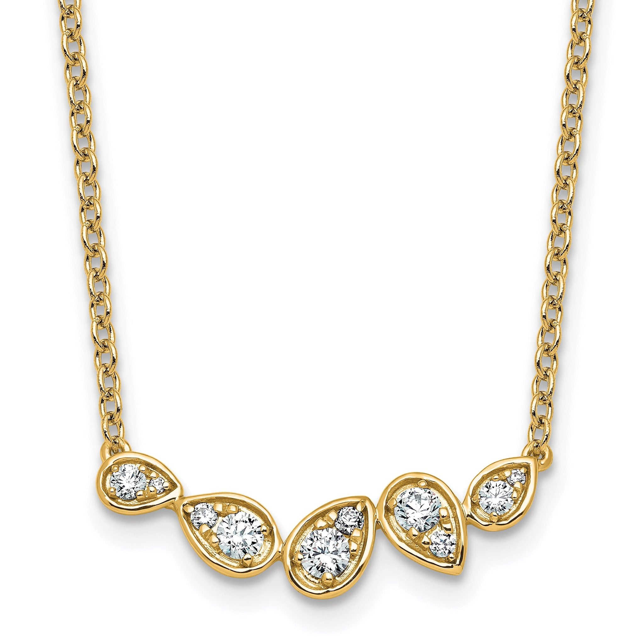 14k 3/4 carat Lab Grown Diamond VS+ F+ Round Complete 18 inch Pear-Link Bar Necklace Main image