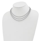 Sterling Shimmer Sterling Silver Rhodium-plated 16 inch 732 Stone CZ 3 Strand Layer Necklace