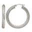Stainless Steel Polished Textured Hoop Earrings for Women
