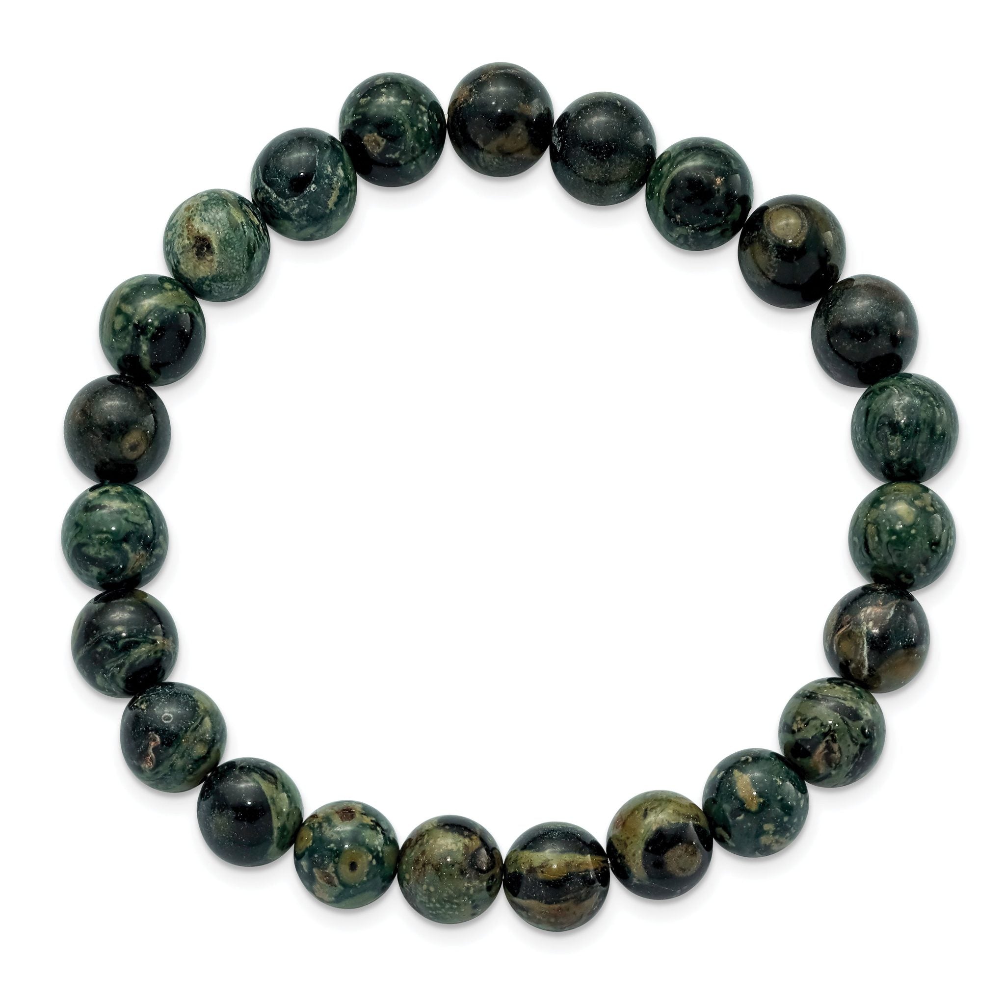 8mm Green Eye Agate Beaded Stretch Bracelet