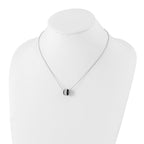Sterling Silver Black Enamel CZ Bead Necklace with Polished Finish