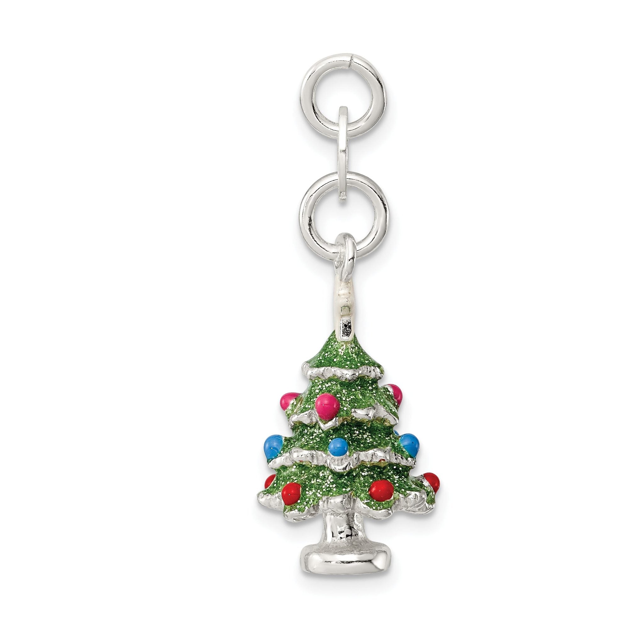 Sophia Jewelers Sterling Silver Enamel Christmas Tree Charm Anti-Tarnish Secondary image
