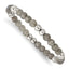 Stainless Steel 6mm Polished Grey Quartz Beaded Stretch Bracelet