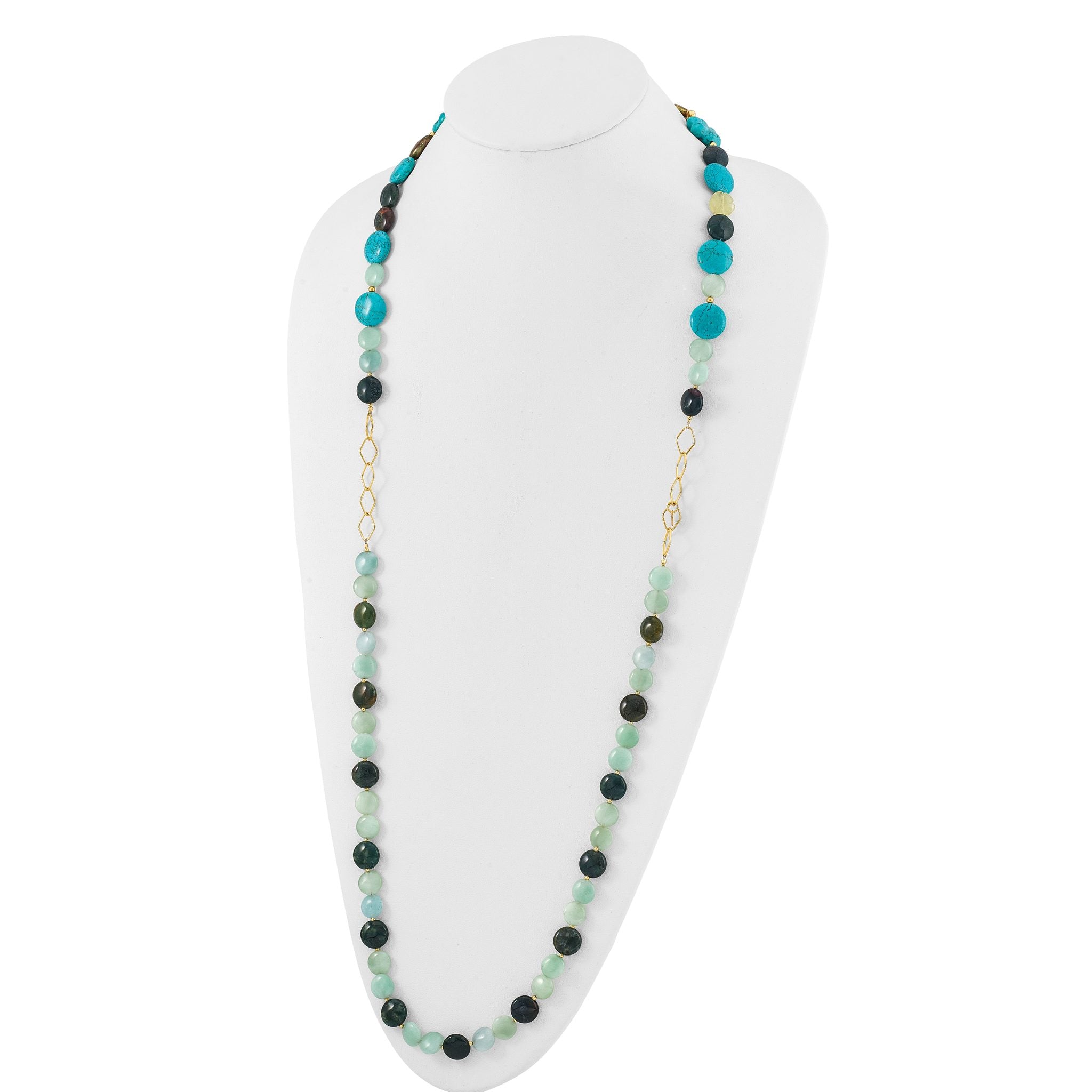 Sterling Silver Gold-plated Multi Stone Adj. 17in or 40in Necklace Main image