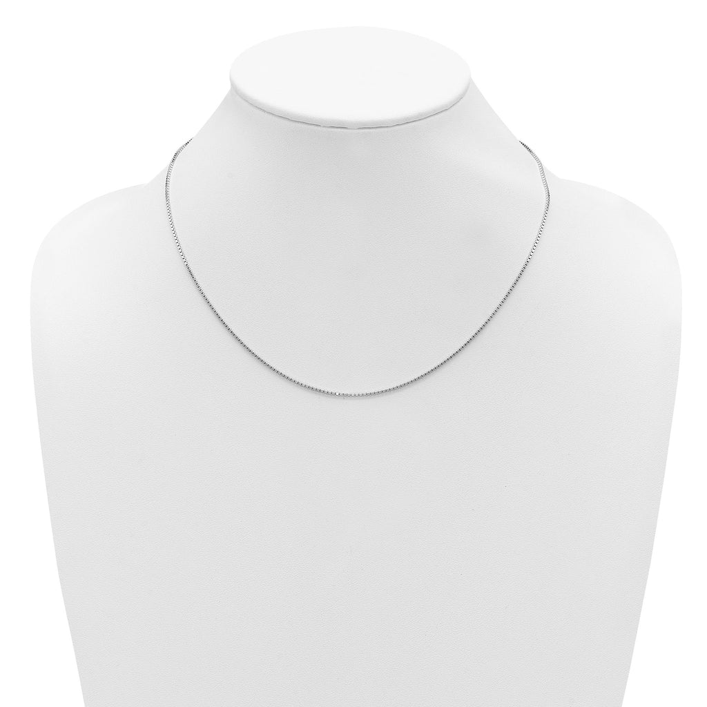 SS Rh-plated 1.2mm Box 1in+1in Adjustable Chain