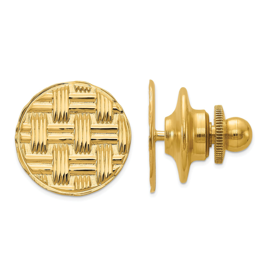 14K Gold Men's Polished Basketweave Textured Tie Tac