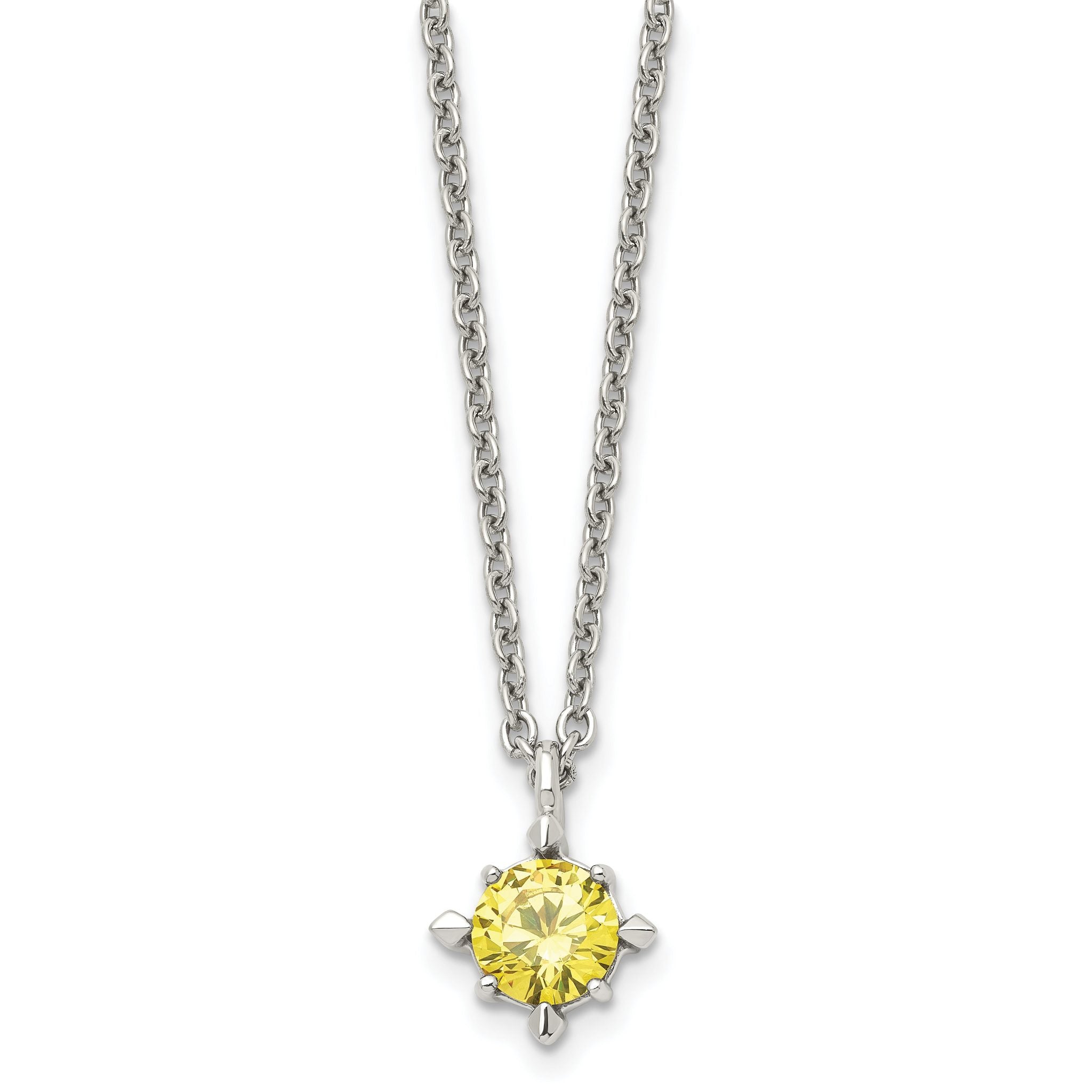 Sophia Jewelers Stainless Steel Yellow CZ Polished Necklace 18 Elegant Women's Accessory Main image
