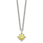 Sophia Jewelers Stainless Steel Yellow CZ Polished Necklace 18 Elegant Women's Accessory