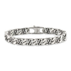 Stainless Steel Antiqued Polished and Textured Fancy Link Bracelet for Men