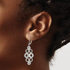 Stainless Steel Polished Crystal Drop Dangle Earrings for Women