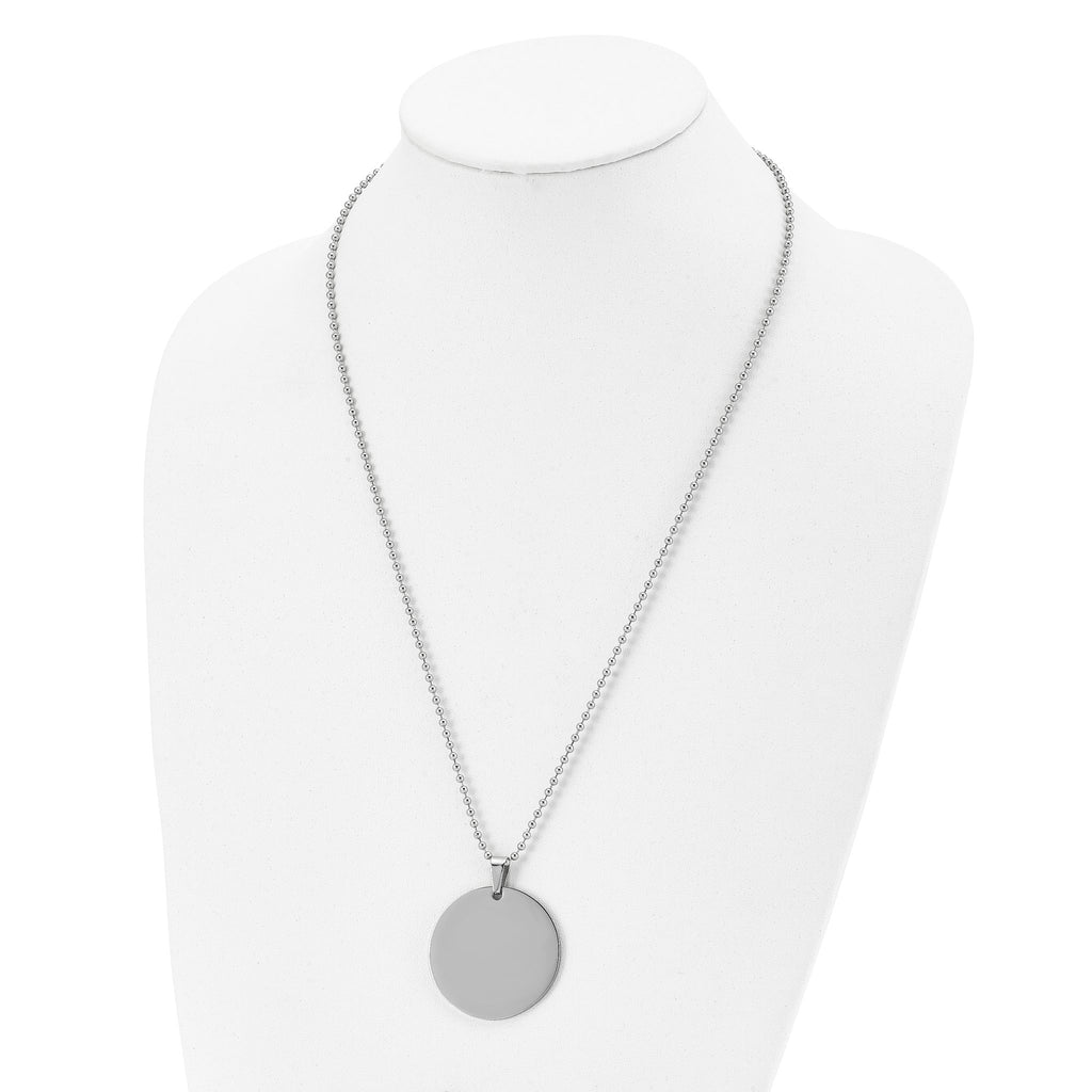 Reversible Round Dog Tag Necklace in Stainless Steel
