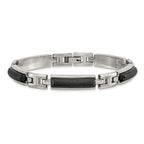 Stainless Steel Polished and Brushed Black IP-plated Bracelet for Men