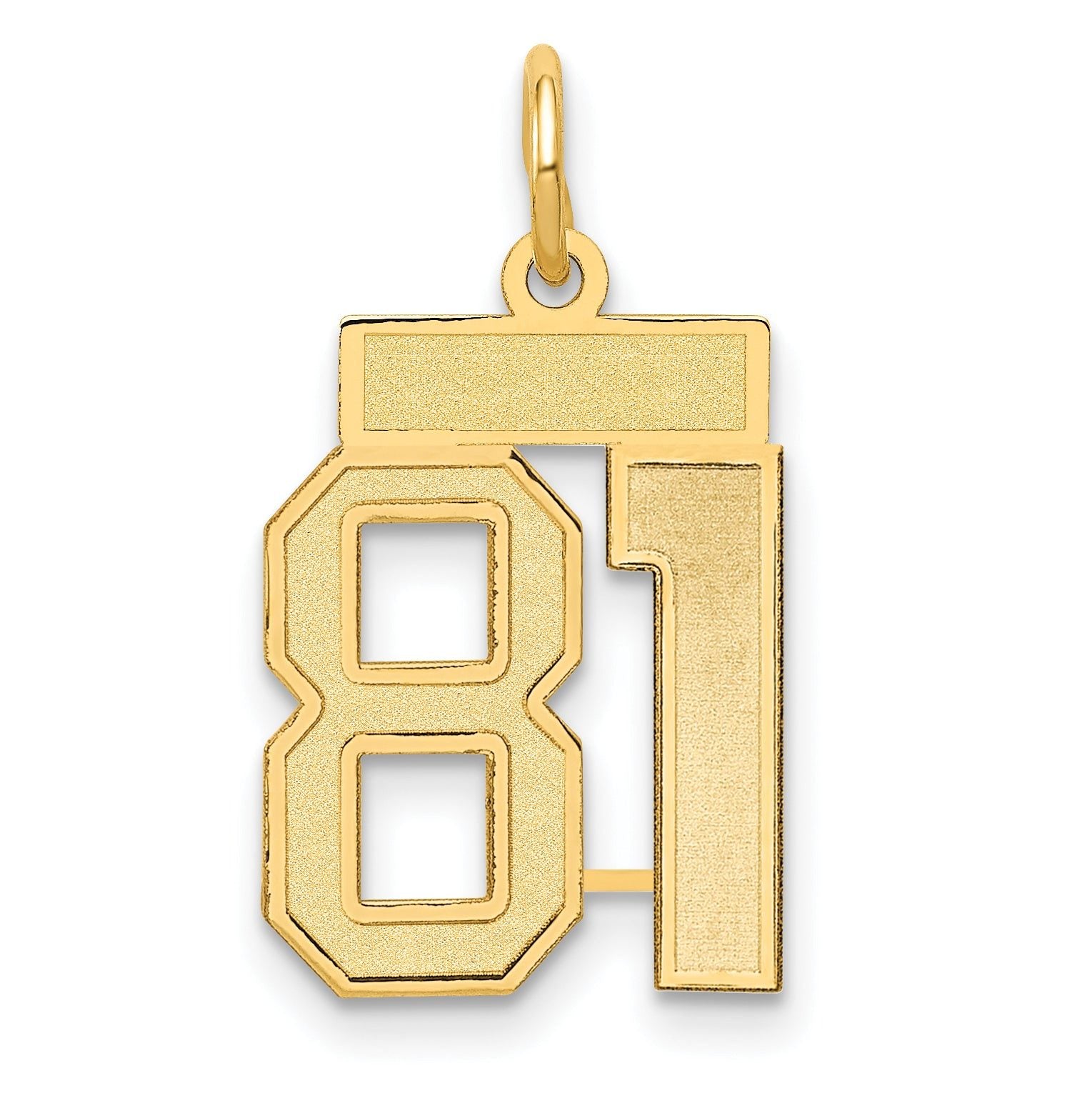 14K Gold Small Satin Number 81 Charm with Brushed Finish Main image