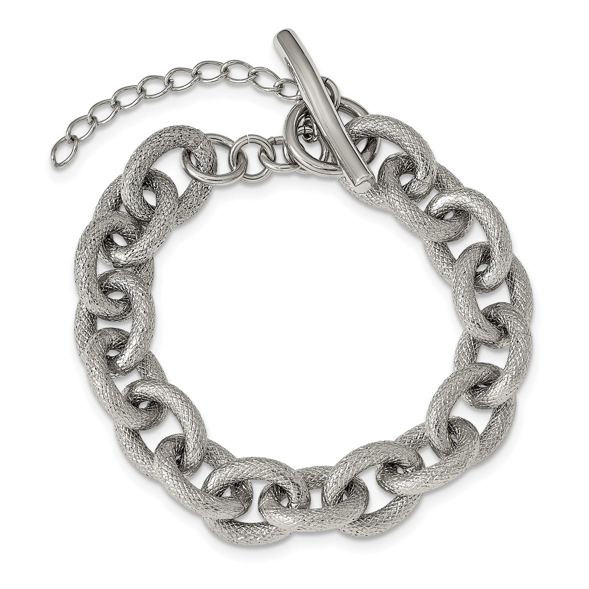 Chisel Stainless Steel Polished and Textured 7 inch Bracelet Secondary image