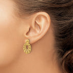 14k Polished D/C Oval Post Dangle Earrings