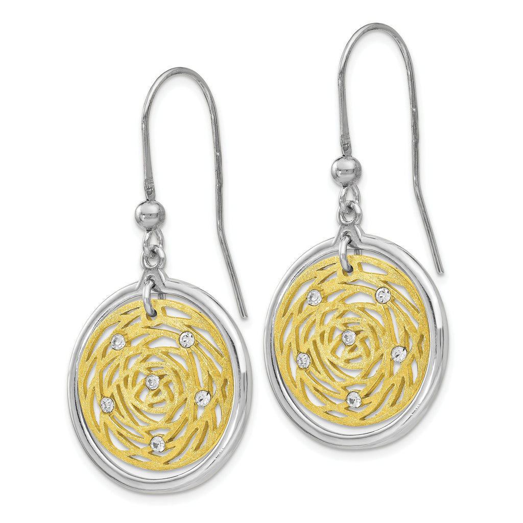 Sophia Jewelers Sterling Silver CZ Dangle Earrings with Gold-Tone Finish