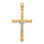 10K Gold Crucifix Pendant with Rhodium Accent and Polished Finish